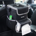 2020 new design car seat organizer with lid and storage, car dust bin car garbage can